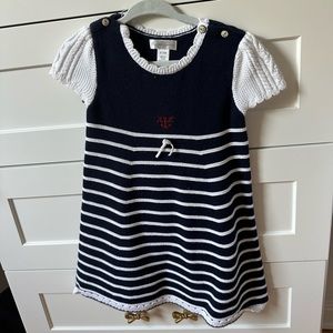 Ralph lauren toddler girl sailor navy white red knit dress 18-24m